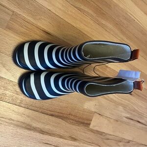 Crewcuts Black and White Striped Rain Boots